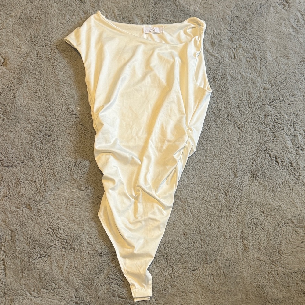 Elegant Cream Asymmetrical bodysuit